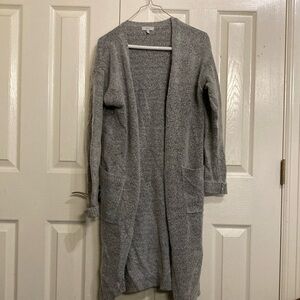 Gray Knit Cardigan Sweater Open Front